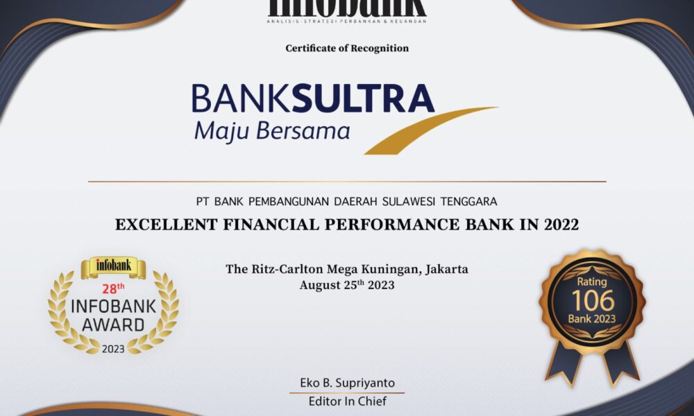 Infobank Kembali Ukir Prestasi, Bank Sultra Raih Platinum Tropi dari Infobank ...